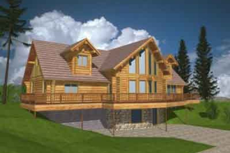 Architectural House Design - Log Exterior - Front Elevation Plan #117-128