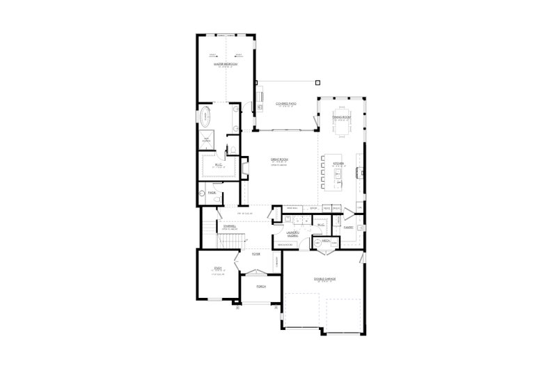 House Blueprint - Floor Plan - Main Floor for European House Plan #1114-22 - 4 bed, 4.5 bath