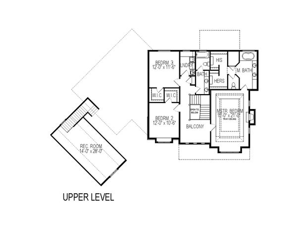 House Blueprint - Traditional Floor Plan - Upper Floor Plan #920-84