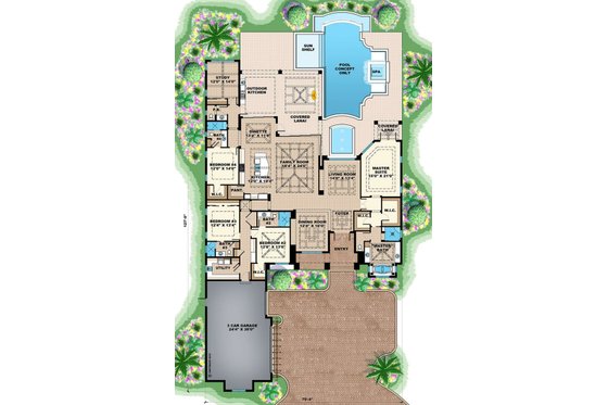 Floor Plan - Main Floor for Southern House Plan #27-554 - 4 bed, 3.5 bath