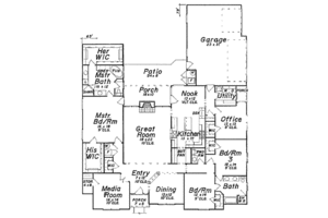 Floor Plan - Main Floor for European House Plan #52-150 - 3 bed, 2.5 bath