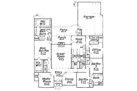 Floor Plan - Main Floor for European House Plan #52-150 - 3 bed, 2.5 bath