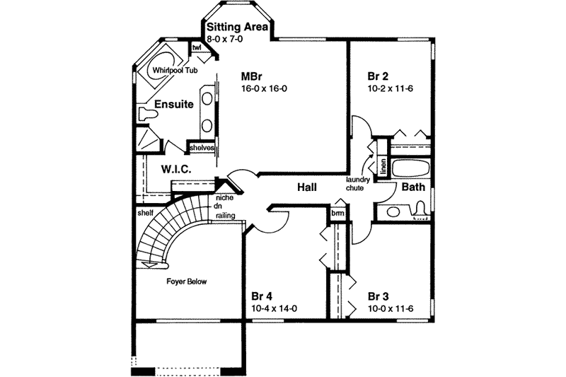 Home Plan - Floor Plan - Upper Floor for Mediterranean House Plan #126-136 - 4 bed, 3 bath