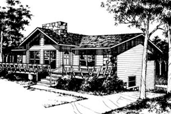 Exterior - Front Elevation for Ranch House Plan #10-225 - 3 bed, 2 bath