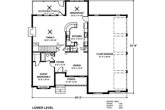Floor Plan - Main Floor for Traditional House Plan #56-545 - 4 bed, 4 bath