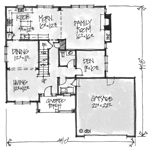 Craftsman Floor Plan - Main Floor Plan #20-240