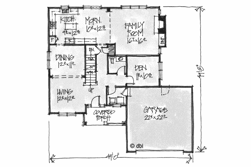 Home Plan - Floor Plan - Main Floor for Craftsman House Plan #20-240 - 4 bed, 3.5 bath