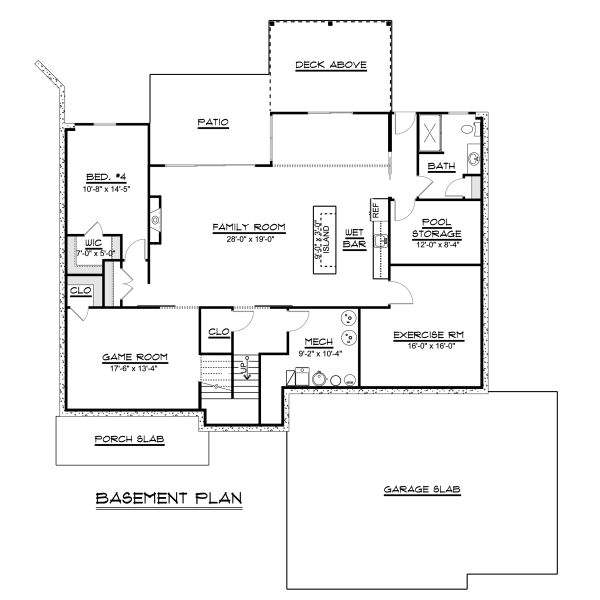 Architectural House Design - Ranch Floor Plan - Lower Floor Plan #1064-41