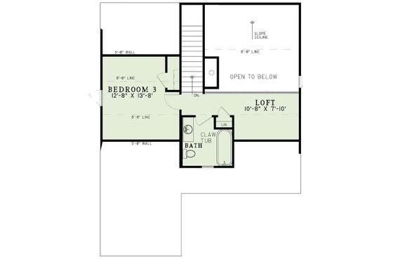 Floor Plan - Upper Floor for Country House Plan #17-2534 - 3 bed, 2 bath