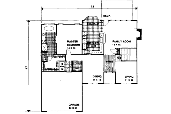 Floor Plan - Main Floor for Traditional House Plan #56-172 - 4 bed, 2.5 bath