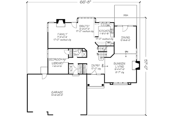 Floor Plan - Main Floor for Traditional House Plan #320-361 - 3 bed, 3 bath