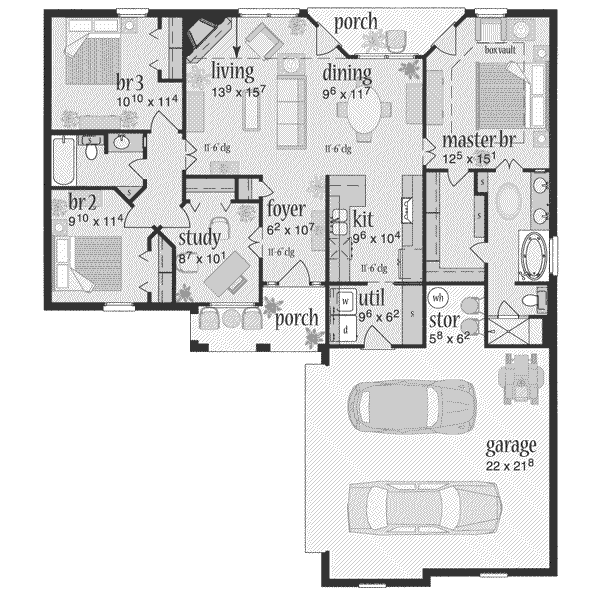 Cottage Floor Plan - Main Floor Plan #36-309