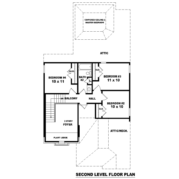 Traditional Floor Plan - Upper Floor Plan #81-13620