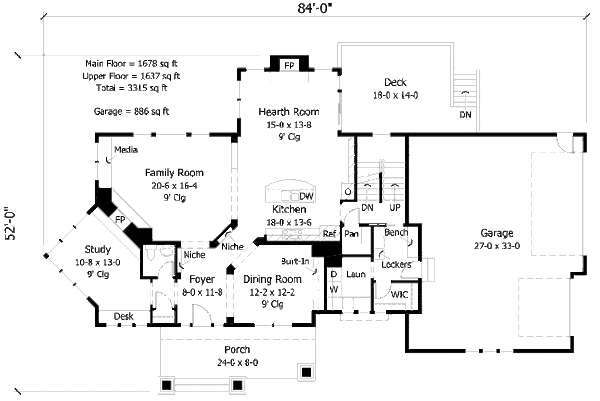 House Plan Design - Craftsman Floor Plan - Main Floor Plan #51-367
