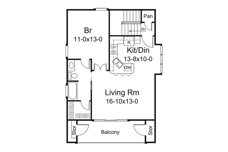 Dream House Plan - Floor Plan - Upper Floor for Mediterranean House Plan #57-698 - 1 bed, 1 bath