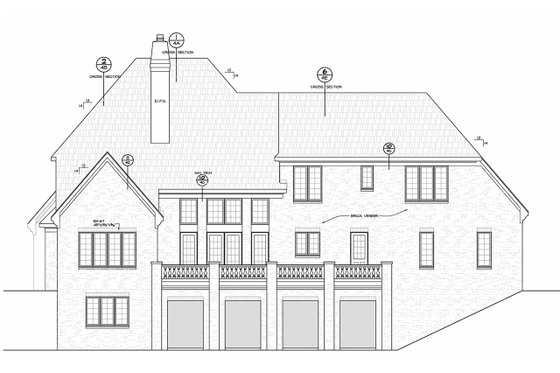 Exterior - Rear Elevation for European House Plan #20-2472 - 6 bed, 6.5 bath