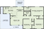 Ranch Style House Plan - 3 Beds 2 Baths 1166 Sq/Ft Plan #17-3297 
