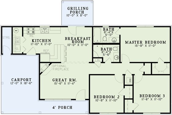 Floor Plan - Main Floor for Ranch House Plan #17-3297 - 3 bed, 2 bath