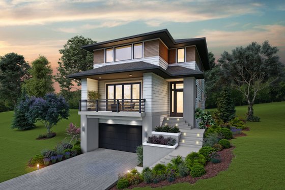 Contemporary House Plan with Drive-Up Garage