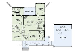 Floor Plan - Main Floor for Craftsman House Plan #17-2475 - 4 bed, 4 bath