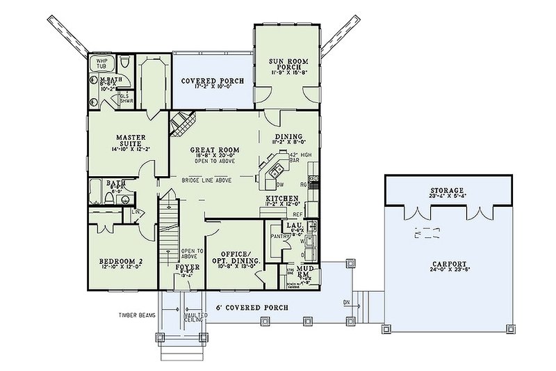 Architectural House Design - Floor Plan - Main Floor for Craftsman House Plan #17-2475 - 4 bed, 4 bath