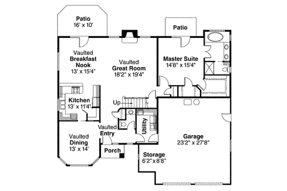 Floor Plan - Main Floor for Mediterranean House Plan #124-356 - 3 bed, 2.5 bath