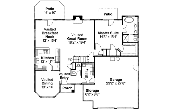 House Plan Design - Mediterranean Floor Plan - Main Floor Plan #124-356