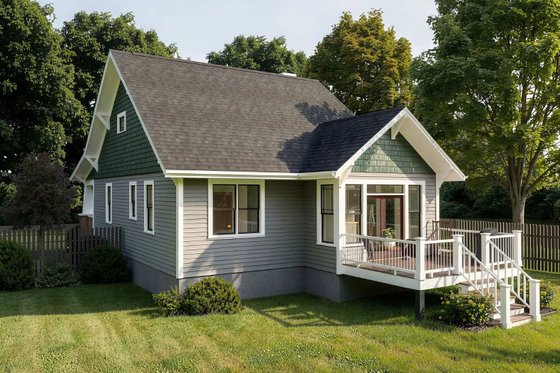 Exterior - Rear Elevation for Bungalow House Plan #79-349 - 3 bed, 2 bath