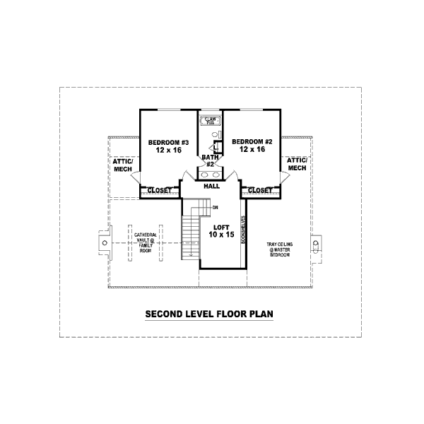 Southern Floor Plan - Upper Floor Plan #81-13909