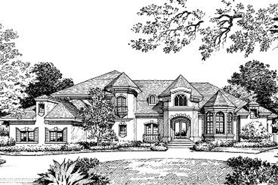 Exterior - Front Elevation for European House Plan #417-426 - 4 bed, 5.5 bath