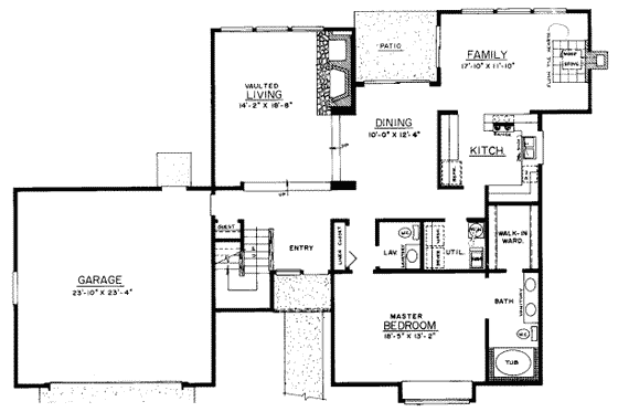 Floor Plan - Main Floor for Traditional House Plan #303-114 - 3 bed, 2.5 bath