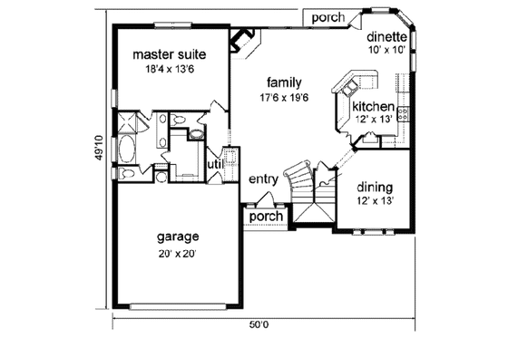 Floor Plan - Main Floor for Traditional House Plan #84-140 - 4 bed, 2.5 bath