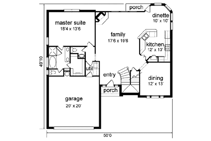 Home Plan - Floor Plan - Main Floor for Traditional House Plan #84-140 - 4 bed, 2.5 bath