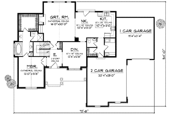 Floor Plan - Main Floor for Traditional House Plan #70-626 - 4 bed, 3.5 bath