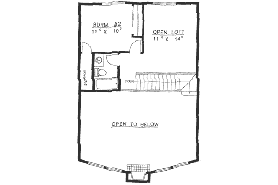 Floor Plan - Upper Floor for Traditional House Plan #117-220 - 2 bed, 4 bath