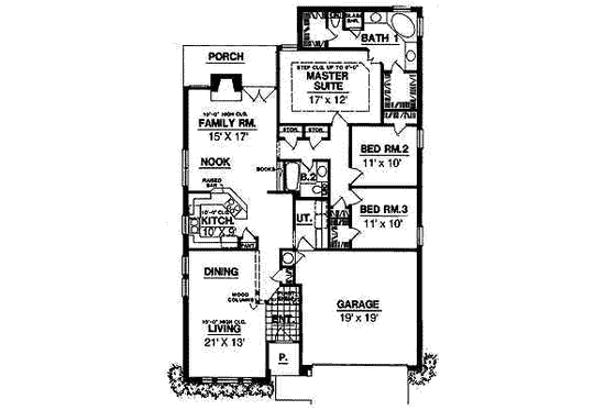 Floor Plan - Main Floor for Traditional House Plan #40-207 - 3 bed, 2 bath