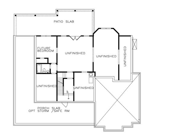 Architectural House Design - Farmhouse Floor Plan - Lower Floor Plan #54-378