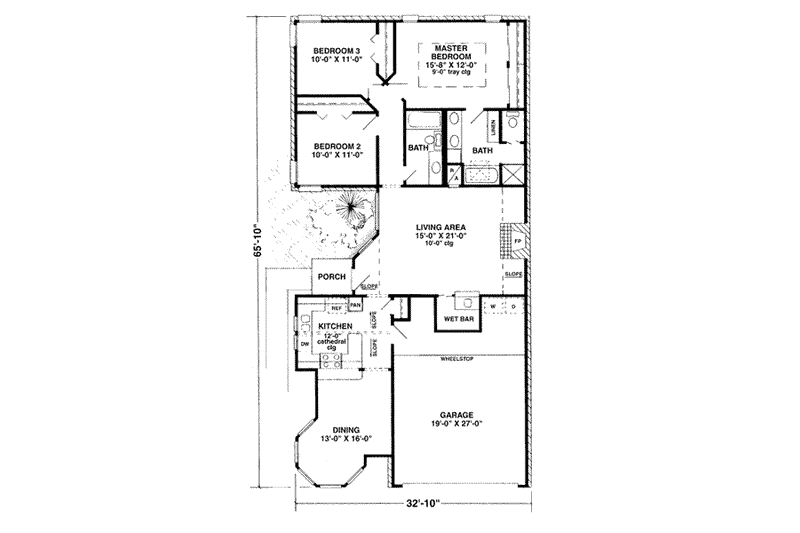 Home Plan - Floor Plan - Main Floor for European House Plan #410-343 - 3 bed, 2 bath