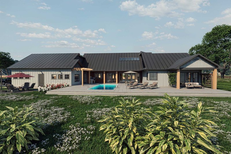 Home Plan - Exterior - Rear Elevation for Barndominium House Plan #1101-22 - 3 bed, 4.5 bath