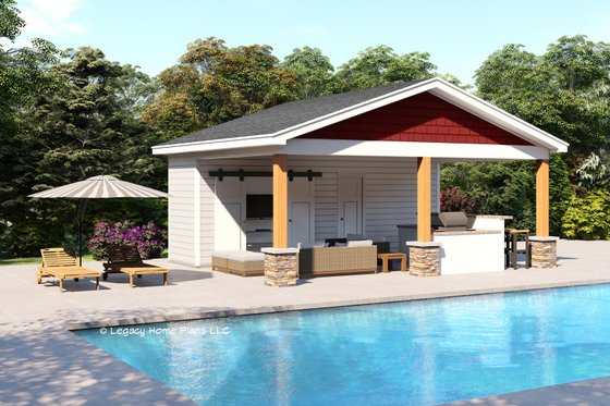 Pool House Plan with Outdoor Shower