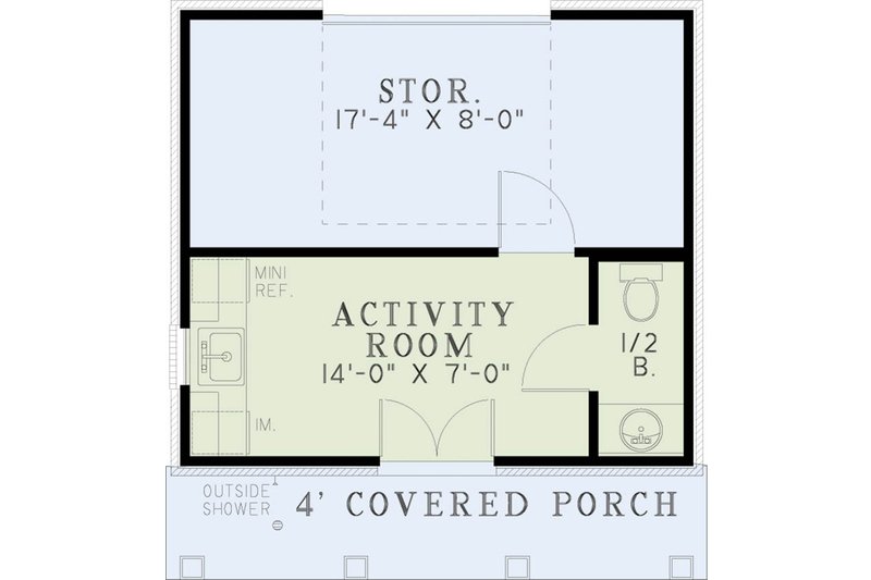 House Design - Floor Plan - Main Floor for Southern House Plan #17-2575, 0.5 bath