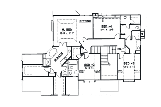 Floor Plan - Upper Floor for Traditional House Plan #67-302 - 4 bed, 3 bath