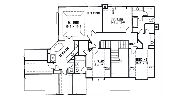 Traditional Floor Plan - Upper Floor Plan #67-302