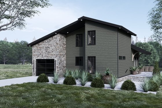 Exterior - Front Elevation 3 for Modern House Plan #923-399 - 3 bed, 2 bath