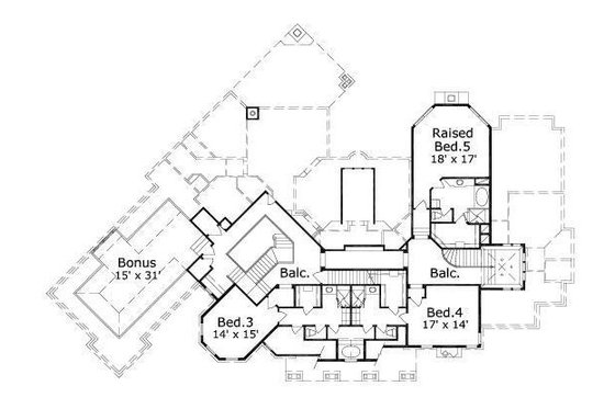 Floor Plan - Upper Floor for European House Plan #411-541 - 5 bed, 5.5 bath