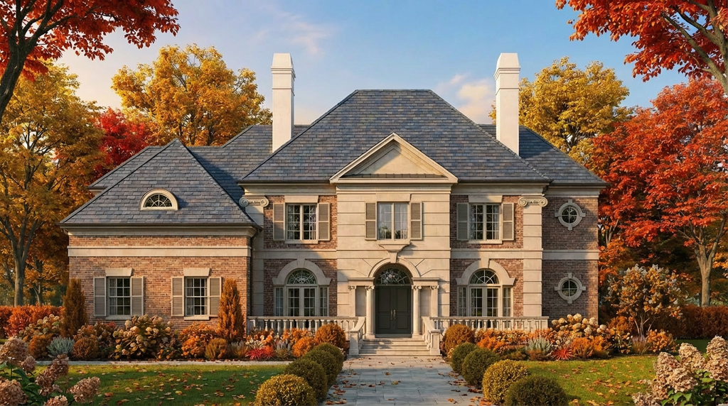 Exterior - Front Elevation 2 for Classical House Plan #119-113 - 4 bed, 4.5 bath