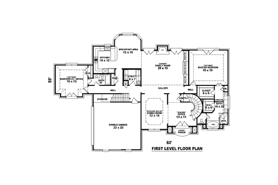 Floor Plan - Main Floor for European House Plan #81-1600 - 3 bed, 3 bath