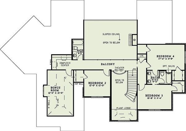 House Plan Design - European Floor Plan - Upper Floor Plan #17-2382