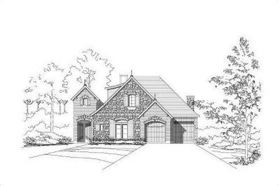 Exterior - Front Elevation for European House Plan #411-515 - 3 bed, 3.5 bath
