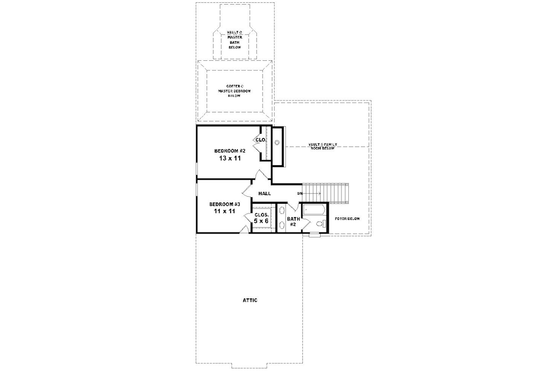 Floor Plan - Upper Floor for European House Plan #81-13802 - 3 bed, 2 bath